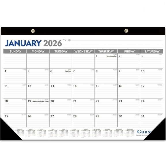 GuassLee Desk Calendar 2026-2027 - 18 Monthly Desktop Calendar 17" x 11.5" Runs from Jan. 2026-Jun. 2027 with Julian Dates for Students Family Office Easy Planning