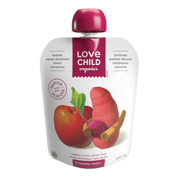 Love Child Organics Superblends Apples, Sweet Potatoes, Beets + Cinnamon Puree 128ml Pouch, 128 mL