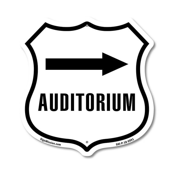 Auditorium Right (2 Pack) 12 inch X 12 inch Shield-Shaped Rust-Free Aluminum Metal Signs Weather Resistant Made in the USA
