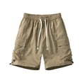 thumbnail image 4 of Nmnitkp Mens Shorts Casual Cargo Shorts Elastic Waist Drawstring Multi-Pocket Lightweight Summer Outdoor Work Shorts Khaki,3XL, 4 of 9