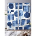 Abstract Color Block Sheer Curtains 108 Inches Long 2 Panels Blue White ...