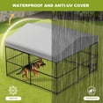 thumbnail image 4 of Large Outdoor Dog Kennel, 10x10FT Dog Kennel Outside with 2 Stainless Steel Bowl, Waterproof Cover, Iron Guardrails, Outdoor Dog Enclosures for Large Dogs, 4 of 7