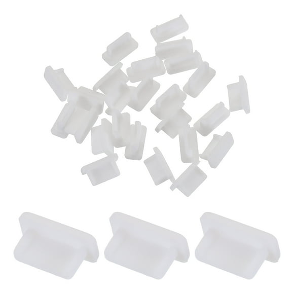 25pcs USB Type C Port Plugs Covers Caps Silicone Anti Dust Protectors for USB Female End, White