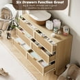 thumbnail image 4 of Rattan Dresser with 6 Deep Drawers, 47" Wide Long Chest of Drawers, Mid Century Modern Tall Dresser, Large Wood Boho Storage Cabinet for Bedroom with Handle and Durable Legs, 4 of 9