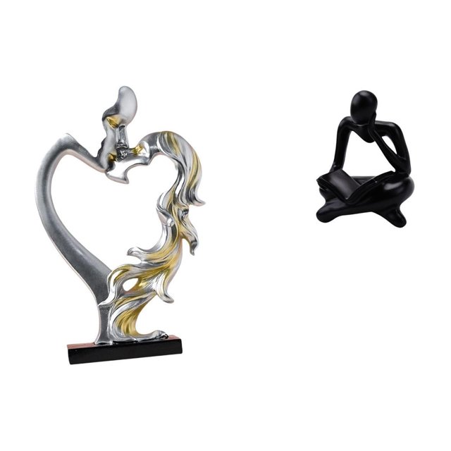 Estatua de pareja,Figura de pareja besándose,regalo de boda moderno,Estatua de pareja besándose en el aniversario de San Valentín,Figura de lector abstracto,Estatua de pensador
