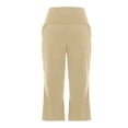 thumbnail image 7 of Straight Wide Leg Capris Pants for Women Pilates Yoga Pants Workout Gym Flared Leggings Mid Rise Casual Bottoms with Pockets Beige M, 7 of 7