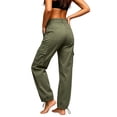 thumbnail image 7 of Idoravan Womens Cargo Pants Straight Leg Women's Outdoor Work Straight-Leg Cargo Pants with Multiple Pockets and Drawstring Hem, 7 of 7