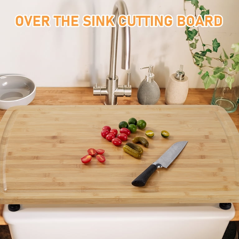 Bamboo Stove Cover With Cutting Board - 29" X 22" Extra Large Noodle Board With Adjustable Legs