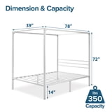 Zinus Patricia 72" White Metal Canopy Platform Bed Frame, Twin ...