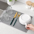 thumbnail image 3 of Shoreew Silicone Drain Mat for Kitchen Counter Non-Slip Heat Resistant Drying Pad with Built-in Drain Foldable Dish Drying Mat Kitchen Sink Accessory, 3 of 7