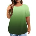 thumbnail image 3 of Tmtolofot Solid Color Ombre Shirts for Womens Summer Shirt V Neck Casual Shirts Short Sleeve Tops Women Plus Size Top Tunic Blouse 2024 Fashion Clothes 1#Green XX-Large, 3 of 6