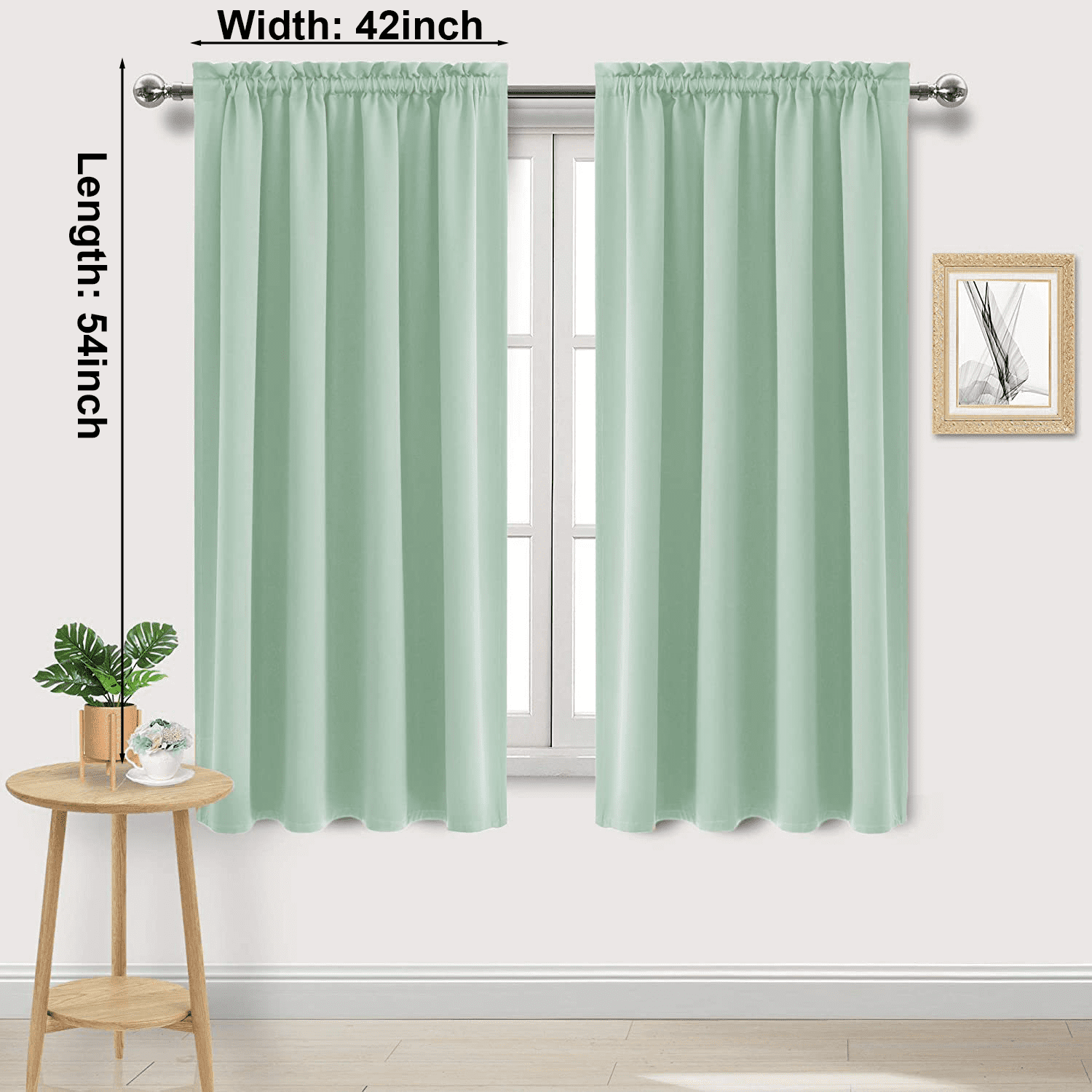 Blackout Curtains for Bedroom 54 Inch Length 2 Panels Set, Thermal Insulated Privacy Energy Saving Rod Pocket Window Curtain Room Darkening Drapes, W42 x L54 Inch