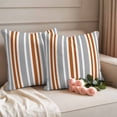 thumbnail image 2 of Orange Grey Stripes Outdoor Waterproof Pillow Covers, Simple Striped Lines Minimalist Modern Decorative Square Throw Pillowcase Sofa Cushion Sham for Patio/Couch/Chair, 24"x24" 2 Pack, 2 of 8