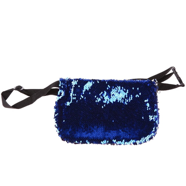 Patrón creativo 2 colores Lentejuelas Brillo Fanny Cintura Pa Cross Body Bag Monedero Azul + plata Hugo Bolso de hombro de las mujeres