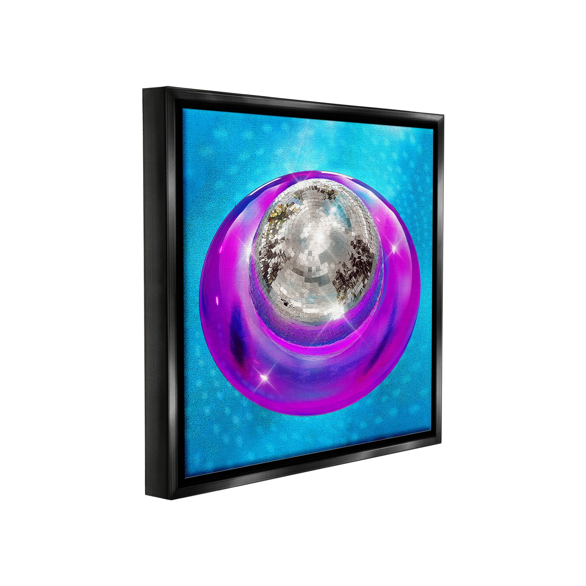 Stupell Industries Disco Ball in Pool Abstract Painting Black Floater Framed Canvas Art Print Wall Art, 18 x 18