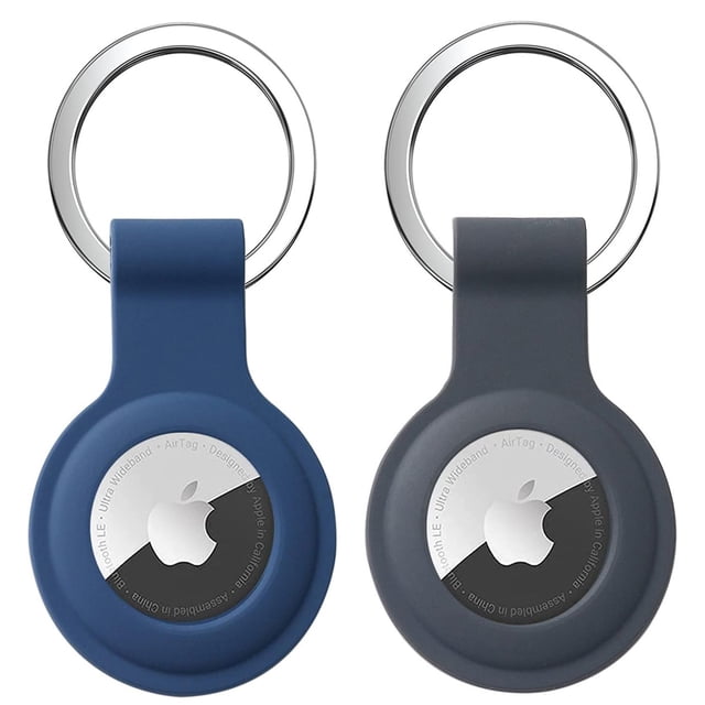 Support pour AirTag pour Apple Airtags 2021, Étui en Silicone Ultraléger, Housse de Protection pour Signal Non Interférant, Conception Durable Anti-Rayures, Installation Facile avec Porte-Clés Anti-Perte (2