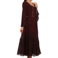 thumbnail image 3 of Sakkas Mirabel Stonewashed Corset Style Floral Emboridery Kimono Sleeve Dress - Burgandy - L/XL, 3 of 4