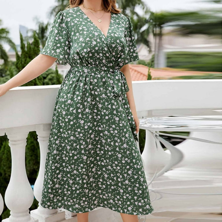 Herrnalise Summer Dresses for Women 2023 Trendy Plus Size Women's Clothing  Vintage Blue Floral Print Casual Long Sleeve Maxi Dress Elegant Party
