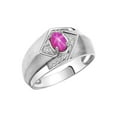 thumbnail image 3 of RYLOS Mens Rings 14K White Gold Ring 6X4MM Oval Shape Gemstone & Diamond Ring Star Ruby July Birthstone Rings For Man Gold Rings Size 10, 3 of 7