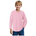 thumbnail image 2 of NIEWTR Long Sleeve Polos For Boys Boys Fall Polos Boys' Long Sleeve Slim Fit Dress Polo, Button-Down Style With & Polotail Hem Size 4-10 years (Pink,4-5 Years), 2 of 5