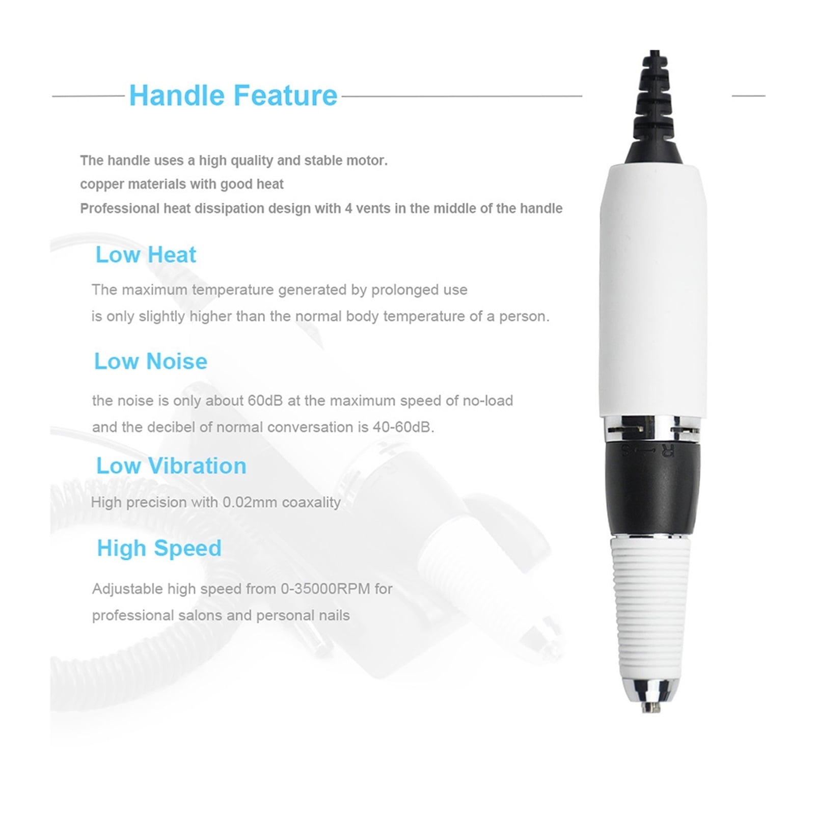 Nail Drill Machine, 35000RPM Portable Rechargeable For Manicure And Pedicure, Nail Manicure Machine For Professionals ,Low Noise