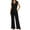 Black, variant on Ashirexll Wide Leg Jumpsuits for Women, Linen Overalls for Women, Fashion Summer Solid Casual V Neck Sleeveless Belted High Waist Long Pants Rompers Dark Blue M