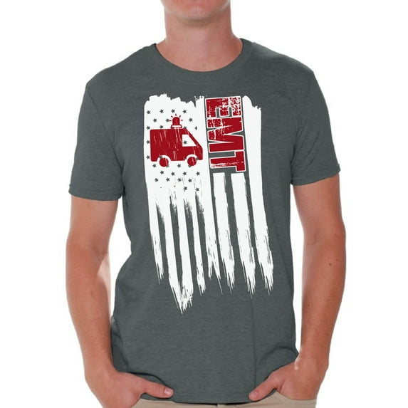 Awkward Styles American Flag EMT Men Shirt I'm American Retro USA EMT Men T shirt Free to Be Me Pro America EMT Tshirt for Men One Nation 4th of July Men T-shirt Independence Day