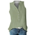 thumbnail image 2 of HIMIWAY Summer Hot Shirts for Women Ladies Fashion Casual Formal Versatile Solid Color Button Sleeveless Top Shirt, 2 of 5