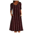 thumbnail image 1 of QIPOPIQ Robes pour Femmes avec Poches Manches Courtes Col Rond Robes Décontractées Tendance Robe d'Été Robe Imprimée Décontractée Robe Ample Offres 2023, 1 of 8