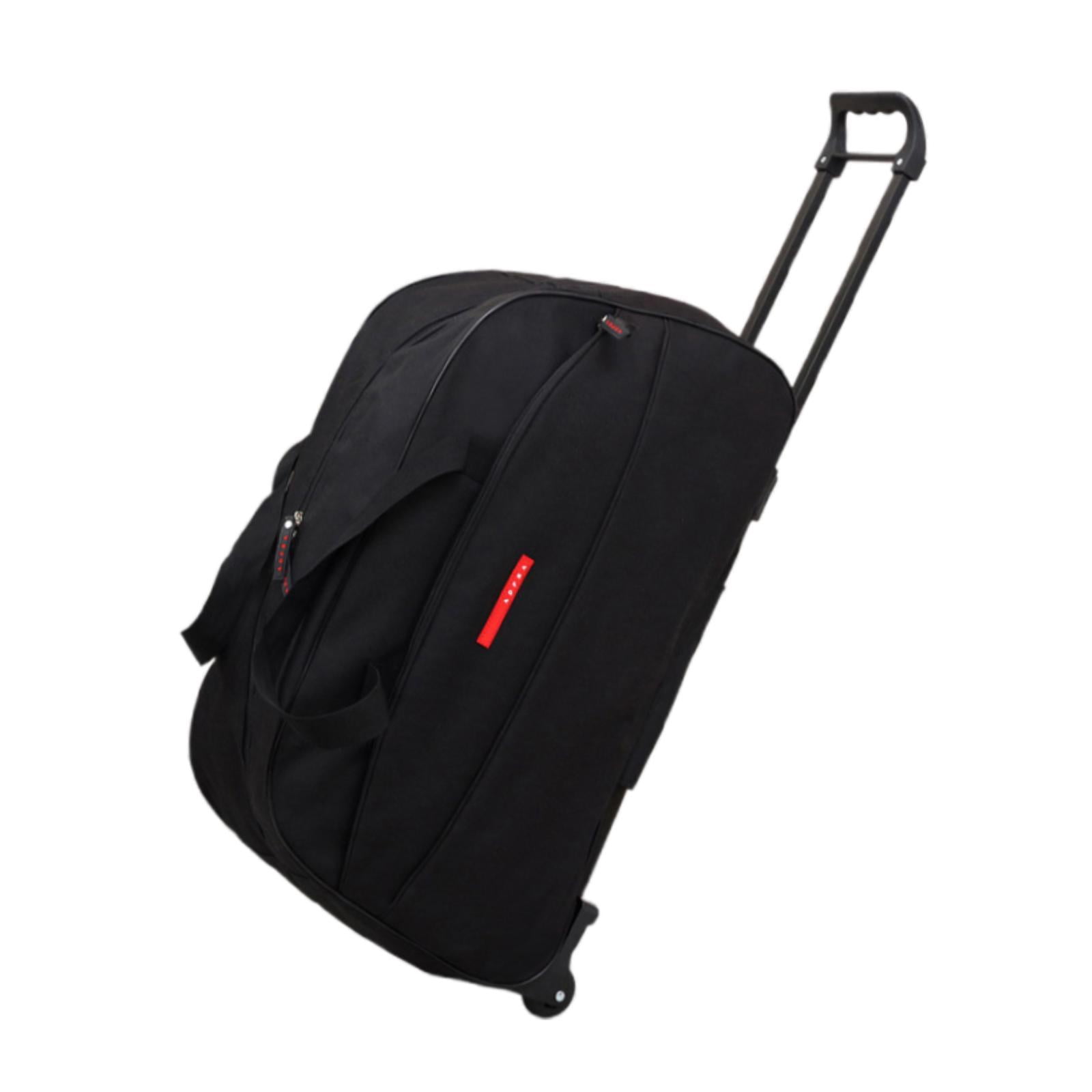 LeeQinersw Wheeled Rolling Duffel Bag Foldable Travel Garment Bag for Outdoor Business Trip Black