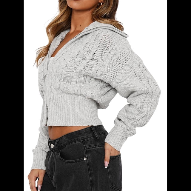 Sudaderas con Cremallera para Mujer, Conjuntos Casuales, Cárdigan, Ropa de Abrigo, Chaquetas de Invierno de Moda, Abrigos. Gris S