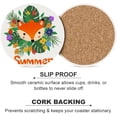 thumbnail image 6 of SKYSONIC Round Drink Coasters 6 Pcs Fox on Green Palms Leaves and Flowers Absorbent Ceramic Coaster with Cork Base for Coffee Cups for Home Decor, 6 of 6
