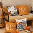thumbnail image 4 of Fall Hydrangea Pumpkin Pillow Covers Hello Fall 18 x 18 Inch Throw Pillows, Thanksgiving Autumn Floral Seasonal Decorative Farmhouse Cushion Case for Sofa Couch Set of 4, 4 of 6