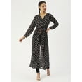 thumbnail image 1 of DressBerry Women’s Printed Poly&nbsp;Georgette Top Long Sleeves with Elasticated Cuffs Round Neck Front Open Slit with Tie-up Strings Casual Long Top, 1 of 7