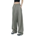 thumbnail image 4 of Lucakuins, pantalones de traje de pierna ancha para mujer, pantalones sueltos casuales elásticos de Color sólido para el trabajo, ropa de calle de oficina Lucakuins  moda, 4 of 9