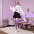 thumbnail image 7 of Solid Color Over The Knee Thigh High Socks, Halloween Costume Long Stockings for Women Party Dress Up Purple, 7 of 7