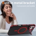 thumbnail image 5 of Magnetic Case for iPhone 16 Plus, Compatible with MagSafe Accessories, Built-in Metal Camera Ring Stand, Military-Grade Protection, Strong Magnets Slim Shockproof Skin Friendly, Red, 5 of 8