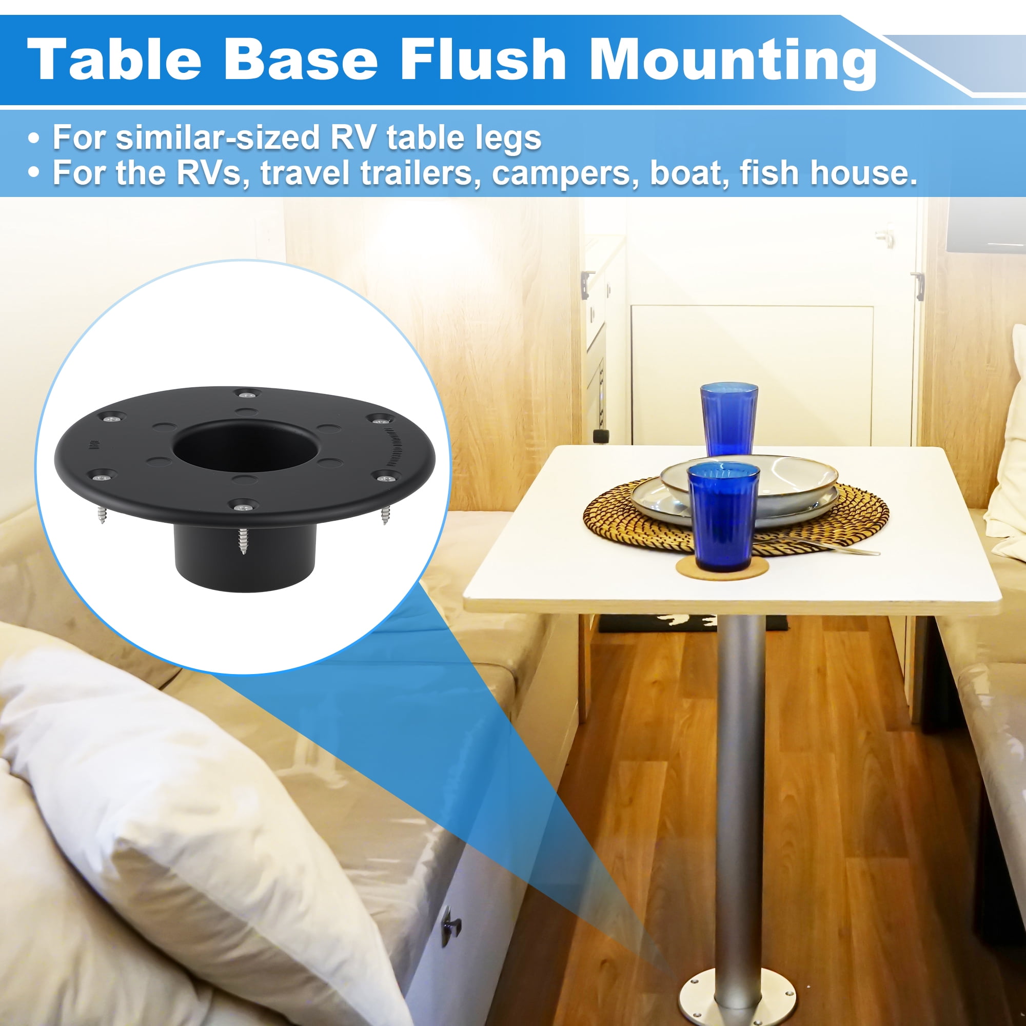 RV Table Base Flush Mount Aluminum Camper Table Leg Base Mounting W/6 Holes