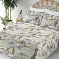 thumbnail image 3 of Ambesonne Vintage Fitted & Flat Sheet with Shams 4 Pcs Set, Lily Flowers Leaves Pattern, Full, Olive Green Pale Camel, 3 of 5