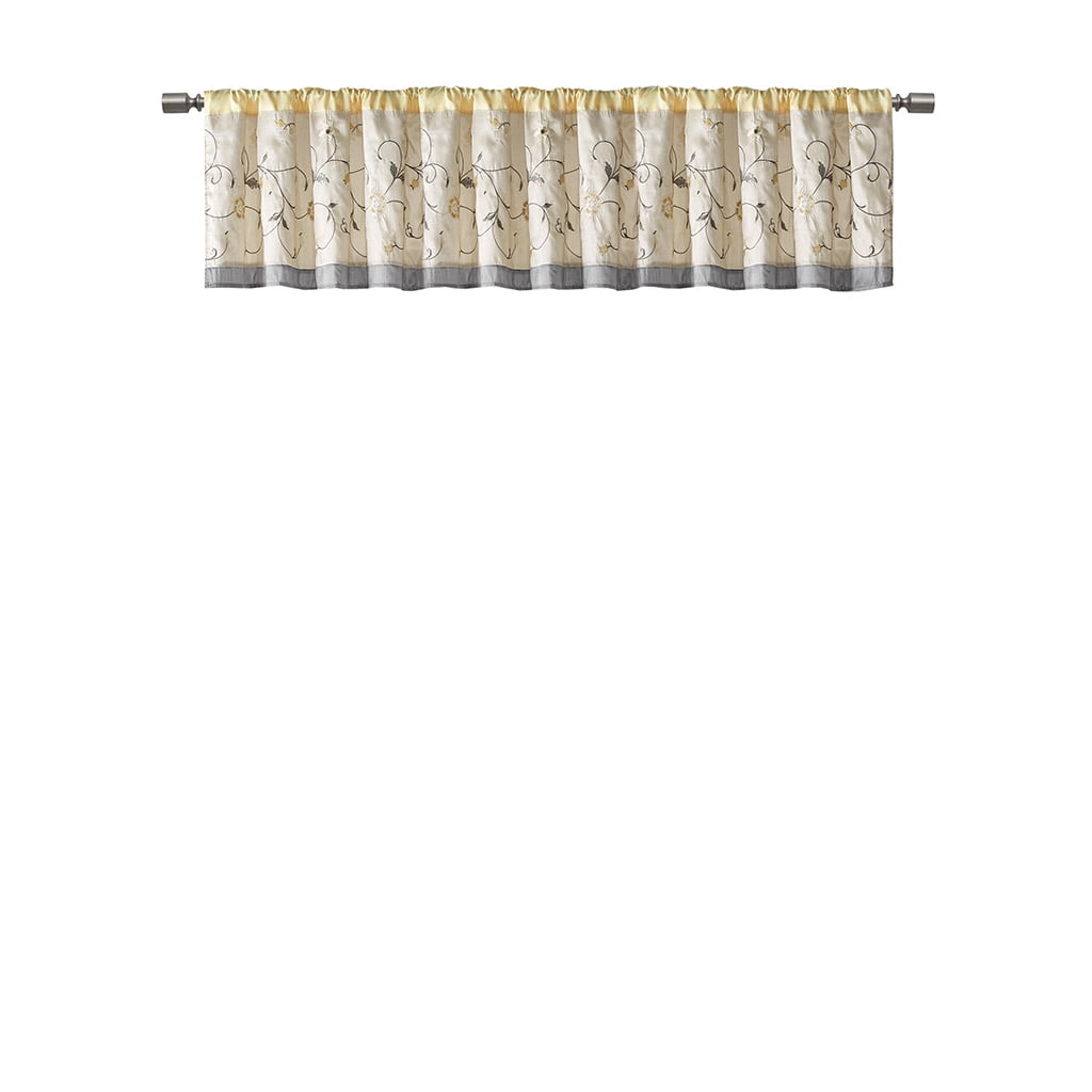 MAYEERTY 50x18" Embroidered Window Valance Yellow