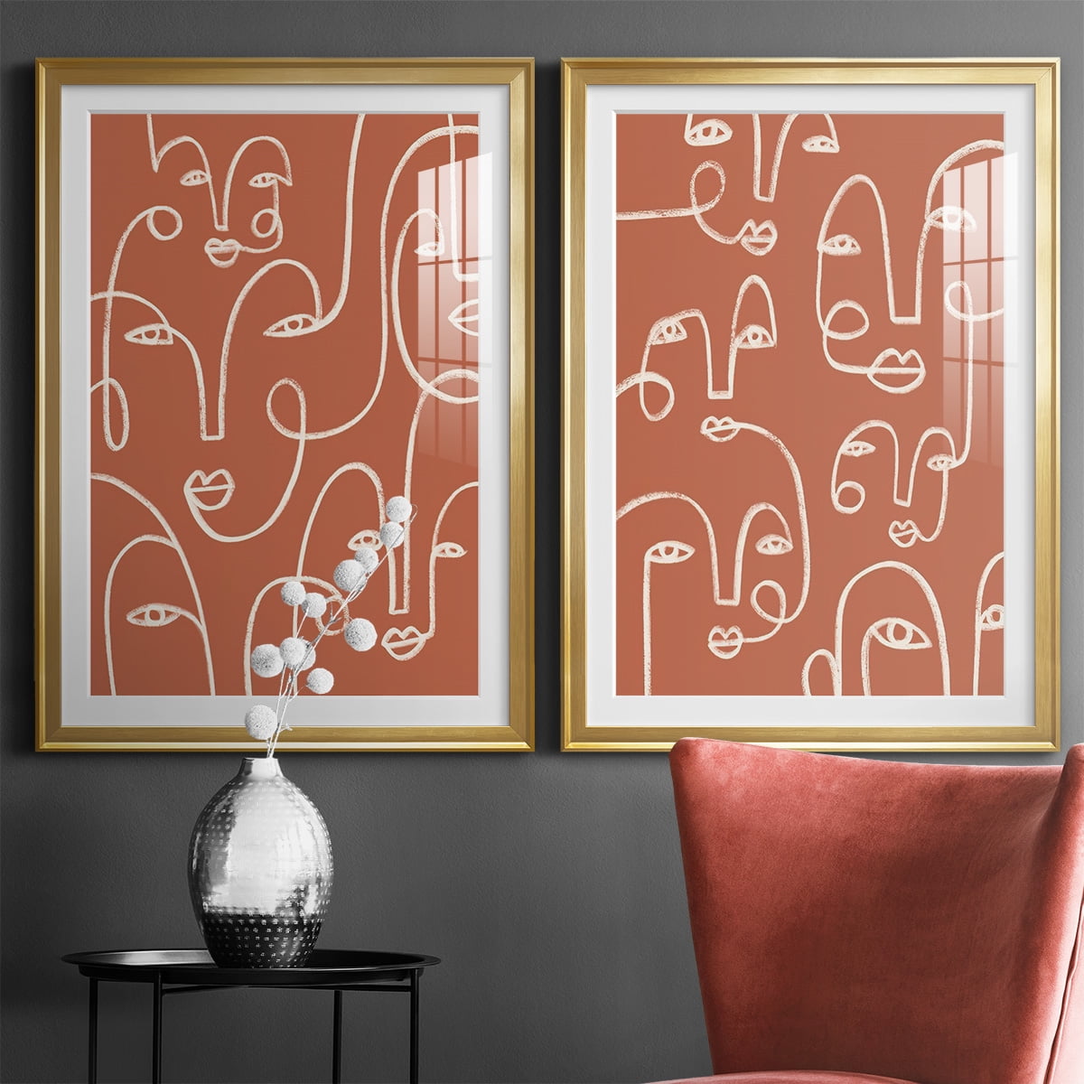 Wexford Home Connected Expressions I Premium Framed Print, 18.5" x 24.5" - Ready to Hang, Gold (Set of 2)