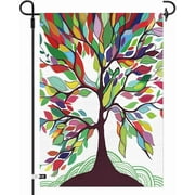 Colorful Rainbow Tree of Life Garden Flag 12.5×18 Inch Double Sided Burlap Decorative Yard Banner Garden Flag Holiday Flag for Party Home Outdoor Decoration 12 x 18 Inches