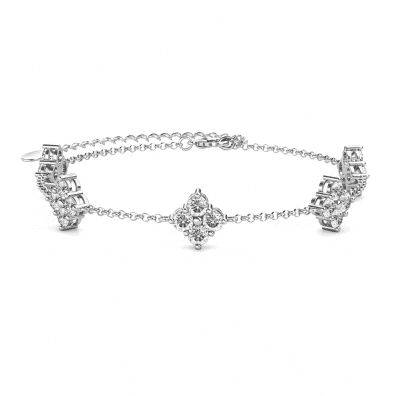 Cate & Chloe Adeline 18k White Gold Plated Chain Bracelet with Swarovski Crystal Clusters for Women