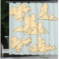 thumbnail image 4 of Ambesonne Cartoon Shower Curtain, Fluffy Clouds Art, 69"Wx84"L, Blue Beige, 4 of 5