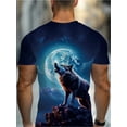 thumbnail image 2 of Men's 3D Graphic T-Shirt - Roaring Werewolf Moon Design |   Unique and fashionable casual wear |   Fashion Wolf Print Round Neck Short Sleeve, 2 of 5