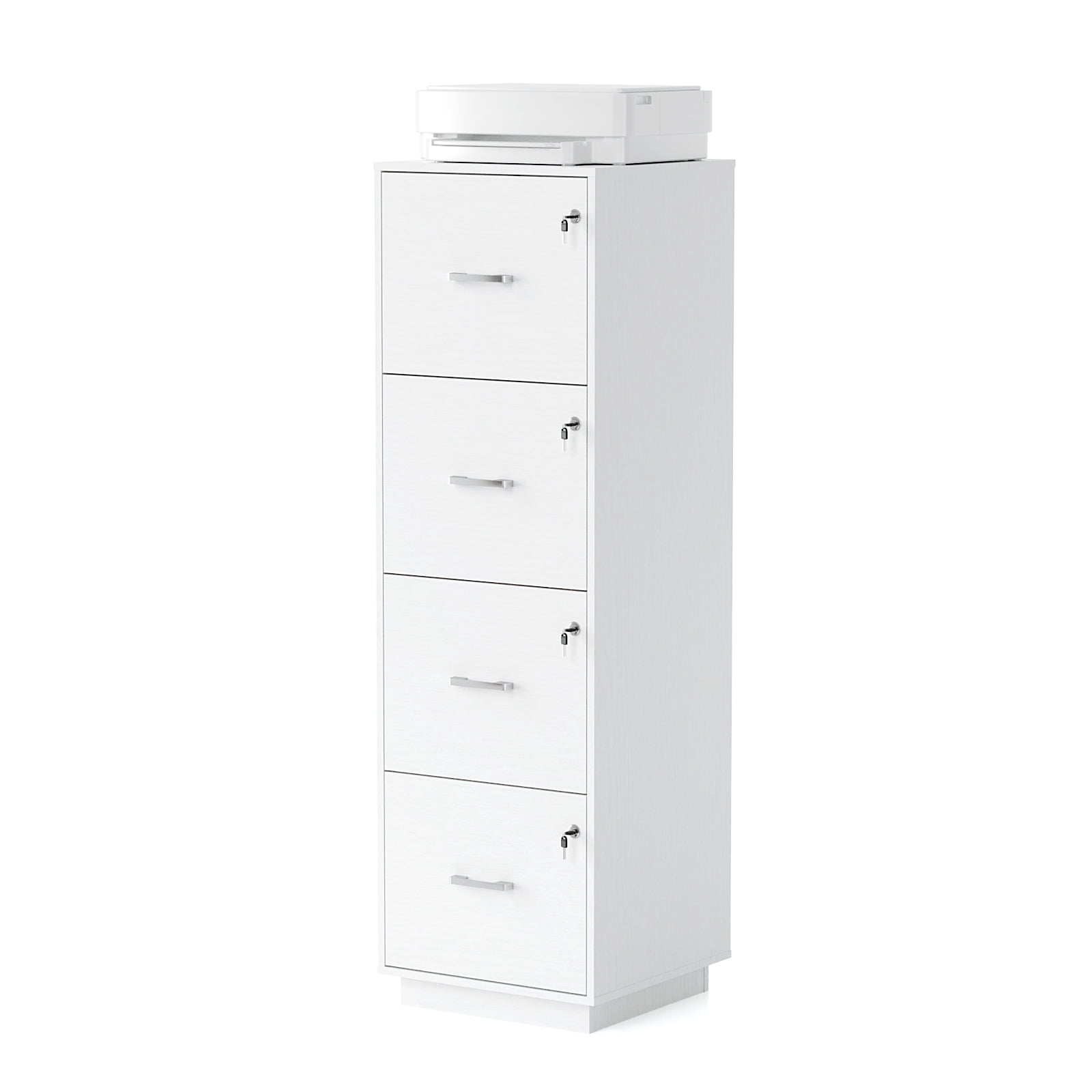 Ktaxon Wood 4-Drawer Lateral File Cabinet with Lock for Home Office, Lockable Filing Cabinet, Easy to Assemble, White