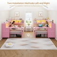 thumbnail image 6 of Twin Size Corner Bed Frame with Desk,Charging Station and Bookcase Storage,Twin Daybed with Storage Drawers and Led Lights, Metal Platform Bed Frame with Open Shelves,Pink, 6 of 11
