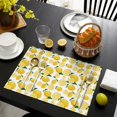 thumbnail image 3 of Yellow Lemon Fruit Slices White Pattern Summer Placemats Table Placemats Set Of 6-Linen Kitchen Washable Placemats Table Mats 11.8"x17.7" Non-Slip Heat Resistant, 3 of 5
