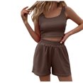 thumbnail image 1 of Cameland Women's Spring and Summer Solid Tank Top Shorts Two Piece Casual Home Set, 1 of 9