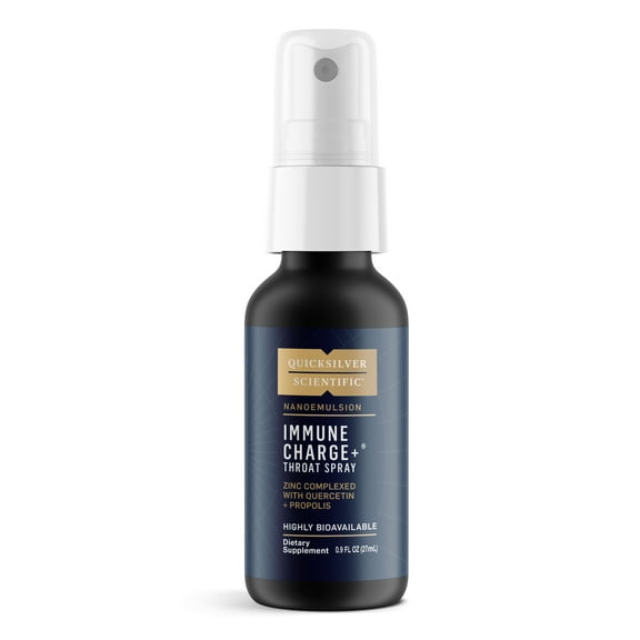 Quicksilver Scientific Immune Charge  Zinc Throat Spray - Immune Support Liquid Zinc Supplement with Quercetin - 'Throat Coat' with Liposomal Absorption Technology (0.9 fl oz / 27ml)